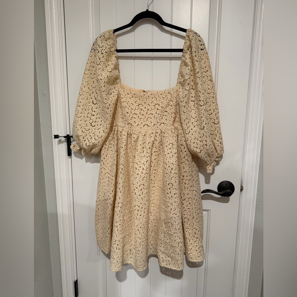 Storia Cream Crochet Lace Babydoll Dress